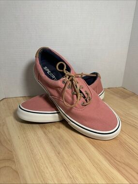 Men's Sperry Top-Sider Striper II CVO Washed Sneaker Coral Canvas Raw Hide Lace